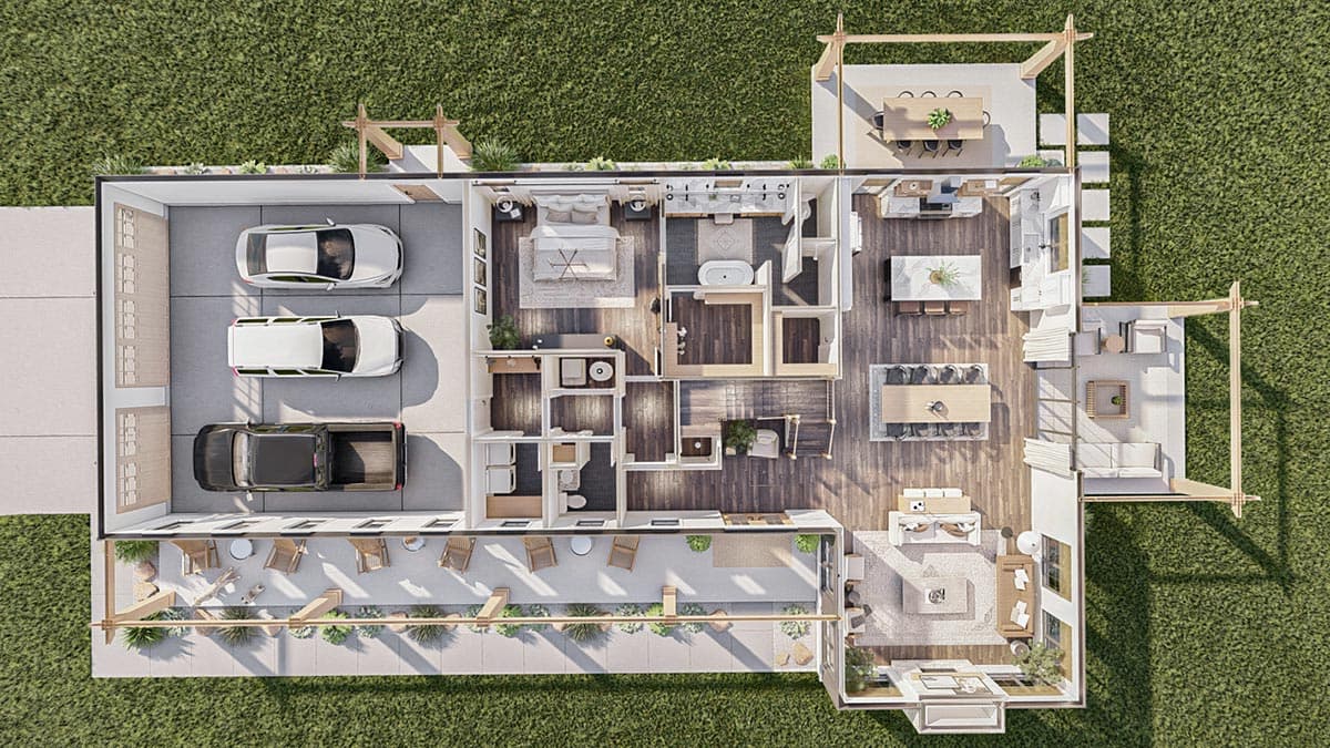 Plan 623183DJ: 4-Bed Barndominium-Style House Plan with 3 Outdoor Spaces - 2734 Sq Ft - Image #18 - Barndominium, Country, Farmhouse, Modern Farmhouse, Rustic