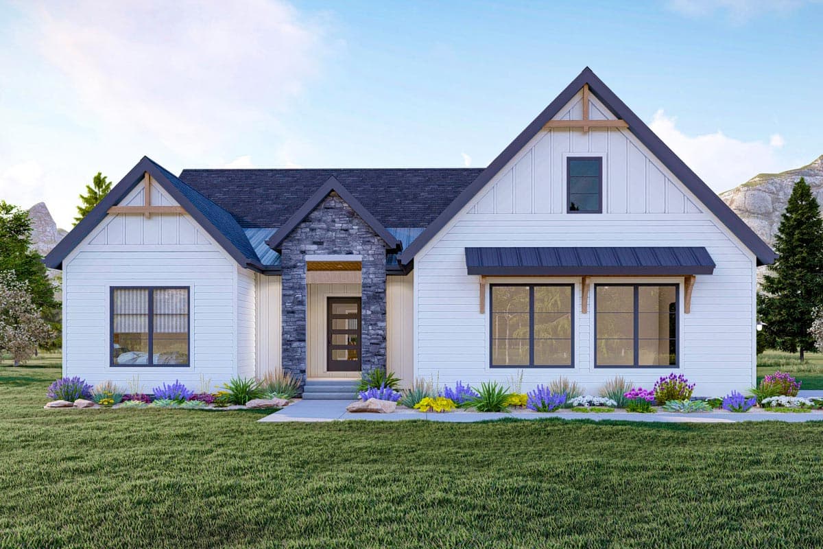 Plan 623184DJ: One-Story Contemporary Country House Plan Under 2000 Square Feet with 3 Beds - Image #6 - Country, Farmhouse, Modern Farmhouse, New American, Ranch