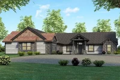 3000 Sq. Ft. Rustic Craftsman Ranch House Plan with Home Office and 3-Bedrooms