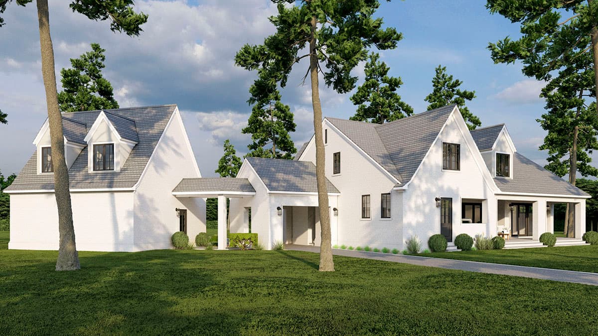 Plan 70842MK: Acadian Country-Inspired House Plan with Porte-Cochere and Detached 2-Car Garage with Bonus - Image #7 - Acadian, European, French Country, Louisiana-Style, Southern