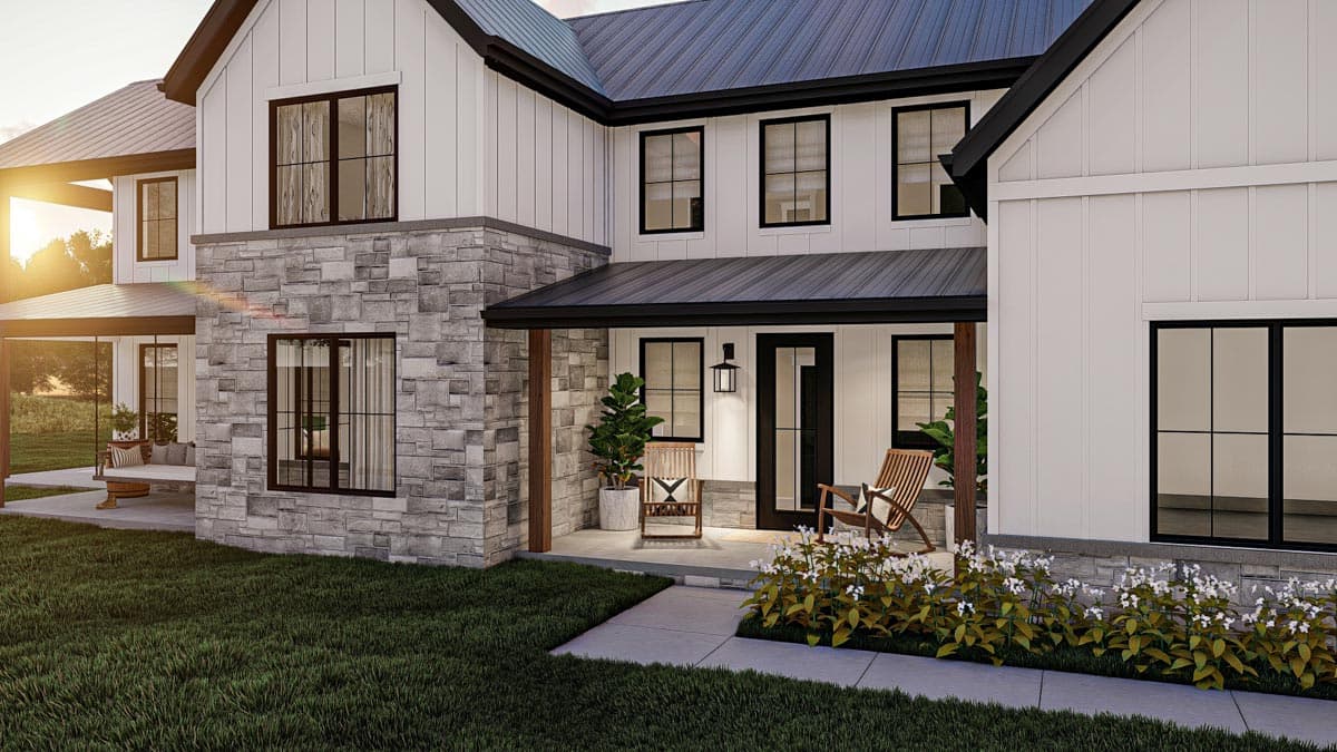 Plan 623185DJ:  Barndominium-Style Modern Farmhouse House Plan with 4-Bedrooms and Family Room Upstairs - Image #7 - Barndominium, Country, Farmhouse, Modern Farmhouse, New American