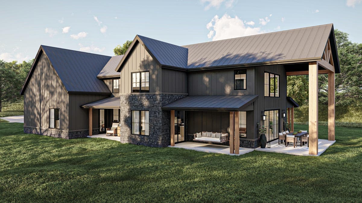Plan 623185DJ:  Barndominium-Style Modern Farmhouse House Plan with 4-Bedrooms and Family Room Upstairs - Image #11 - Barndominium, Country, Farmhouse, Modern Farmhouse, New American