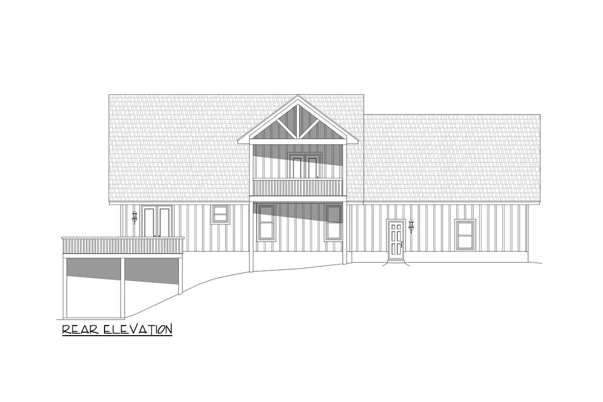 Plan 680069VR: 3-Bedroom Craftsman Cottage House Plan for Side Sloping Lot - Image #4 - Cottage, Country, Craftsman, Mountain, Rustic, Traditional