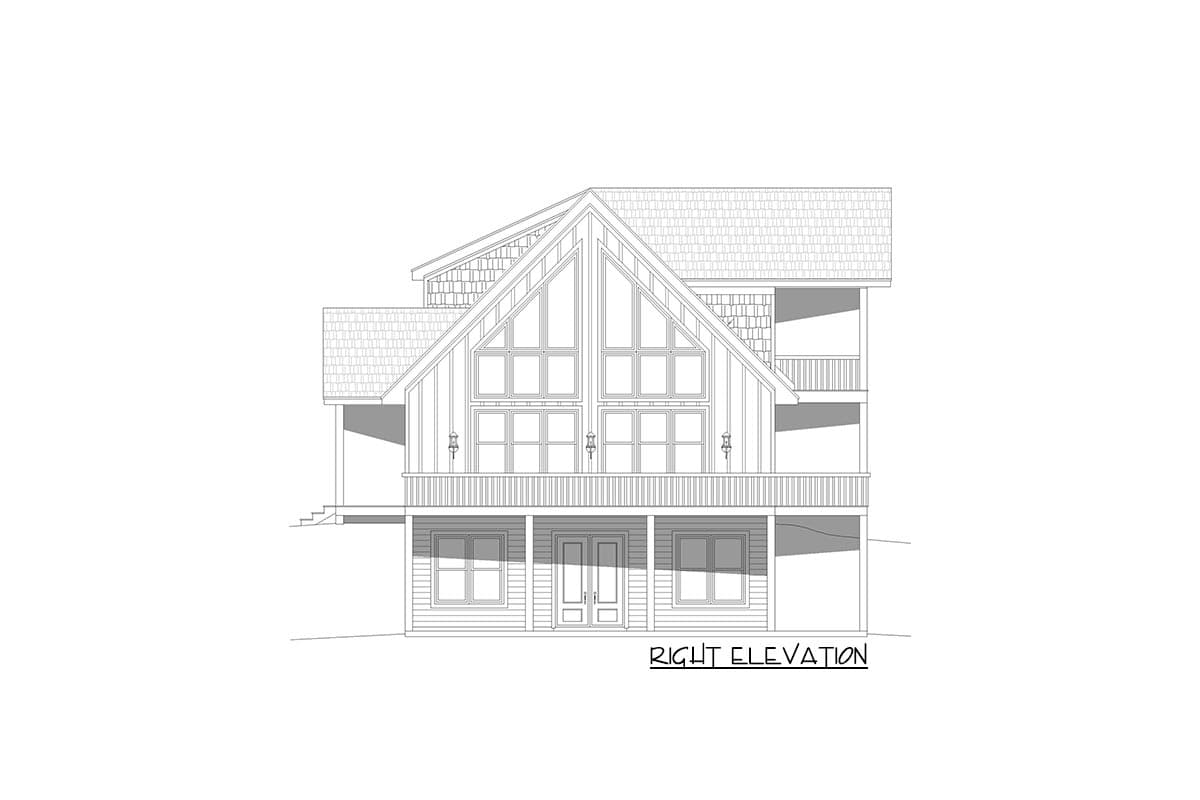 Plan 680069VR: 3-Bedroom Craftsman Cottage House Plan for Side Sloping Lot - Image #5 - Cottage, Country, Craftsman, Mountain, Rustic, Traditional