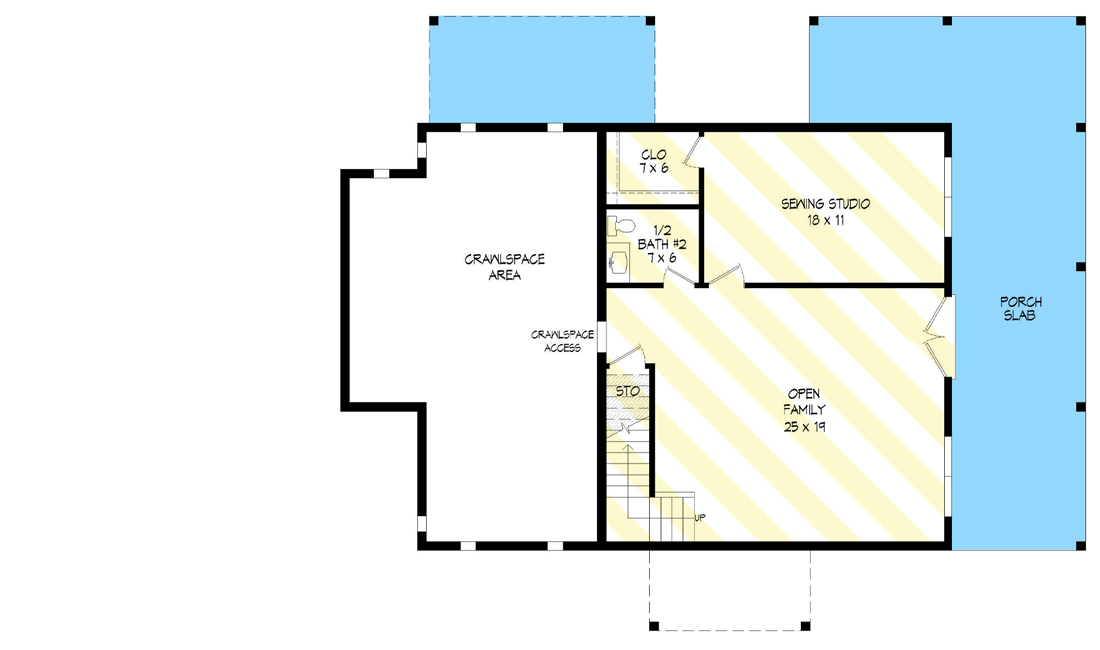 Plan 680069VR: 3-Bedroom Craftsman Cottage House Plan for Side Sloping Lot - Floor Plan - Optionally Finished Lower Level - Cottage, Country, Craftsman, Mountain, Rustic, Traditional