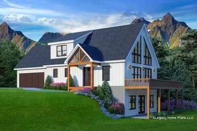 3-Bedroom Craftsman Cottage House Plan for Side Sloping Lot