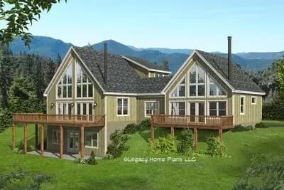 2-Story Lake House Plan Under 2500 Square Feet with Two Master Suites