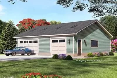 Lift-Friendly 2-Car Garage with Separate Workshop with Bath and Kitchenette
