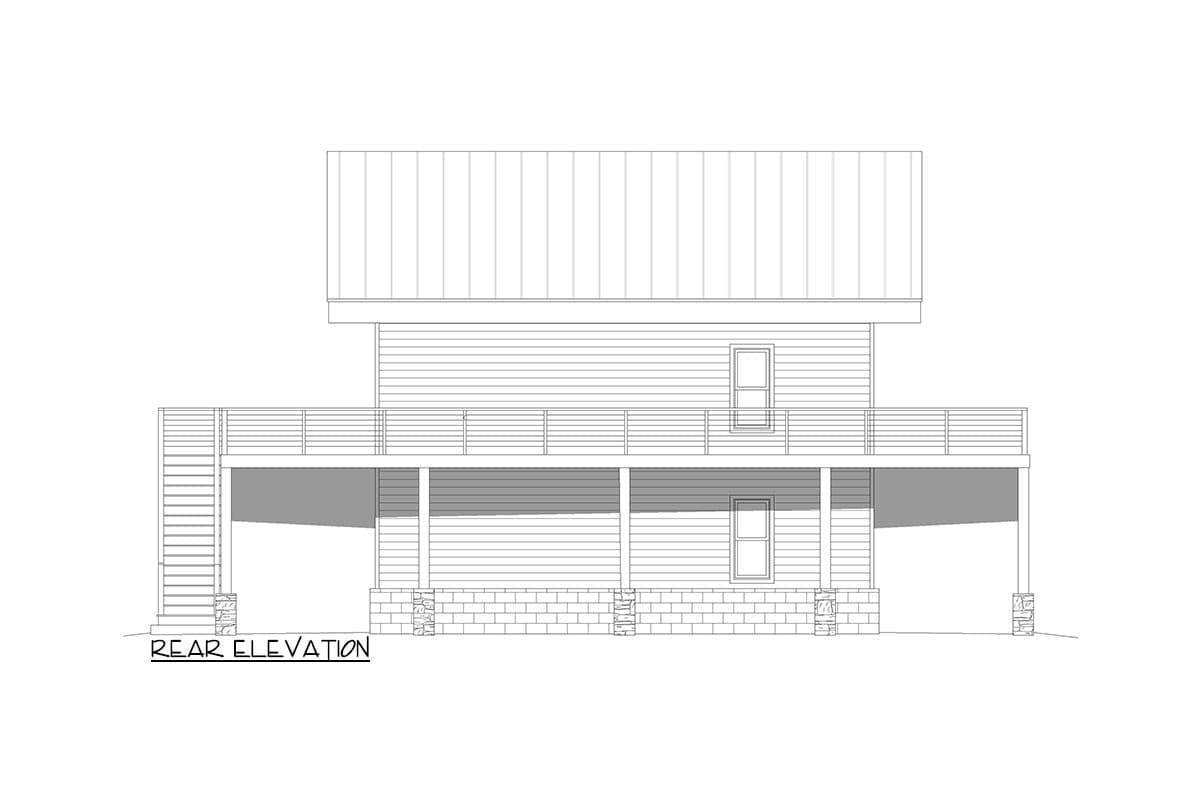 Plan 680072VR: Contemporary Coastal House Plan with Separate First Floor and Second Floor Units - Image #4 - Beach, Coastal, Contemporary, Vacation