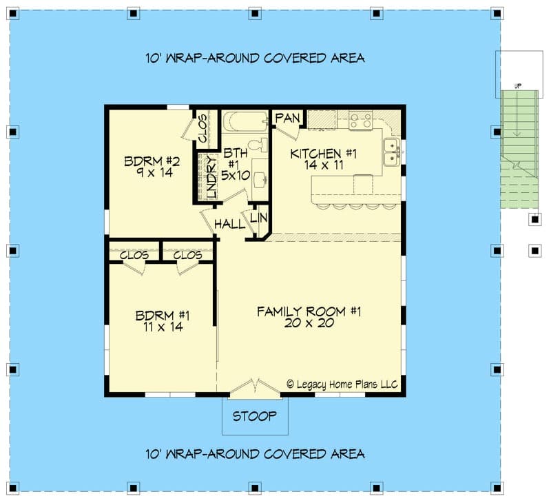 Plan 680072VR: Contemporary Coastal House Plan with Separate First Floor and Second Floor Units - Floor Plan - Main Level - Beach, Coastal, Contemporary, Vacation