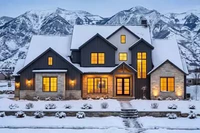New American Craftsman Home Plan with 2-Story Living Room