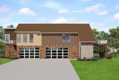 Contemporary Carriage House Plan with 3 Bedrooms and 4-Car Garage