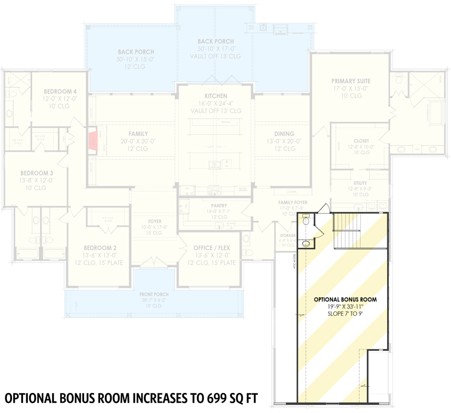 Plan 818037JSS: 4-Bed Modern Farmhouse Plan Under 3700 Square Feet with Bonus Expansion - Floor Plan - 2nd Floor - Basement Foundation Version - Country, Farmhouse, Modern Farmhouse, New American, Rustic, Traditional