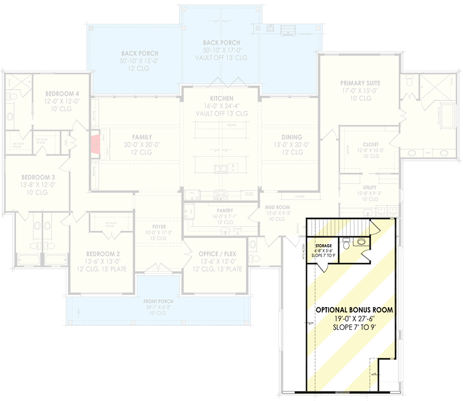 Plan 818037JSS: 4-Bed Modern Farmhouse Plan Under 3700 Square Feet with Bonus Expansion - Floor Plan - 2nd Floor - Country, Farmhouse, Modern Farmhouse, New American, Rustic, Traditional
