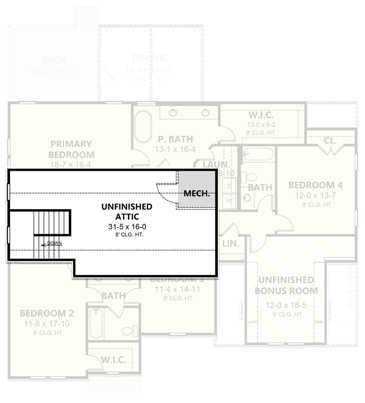 Plan 260022RVC: 5-Bedroom New American House Plan with Home Office and Workshop - Floor Plan - 3rd Floor - Country, New American, Traditional, Transitional