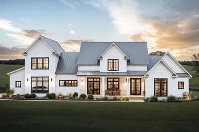 Exclusive Modern Farmhouse Plan with Vaulted Living Room and Screened Porch