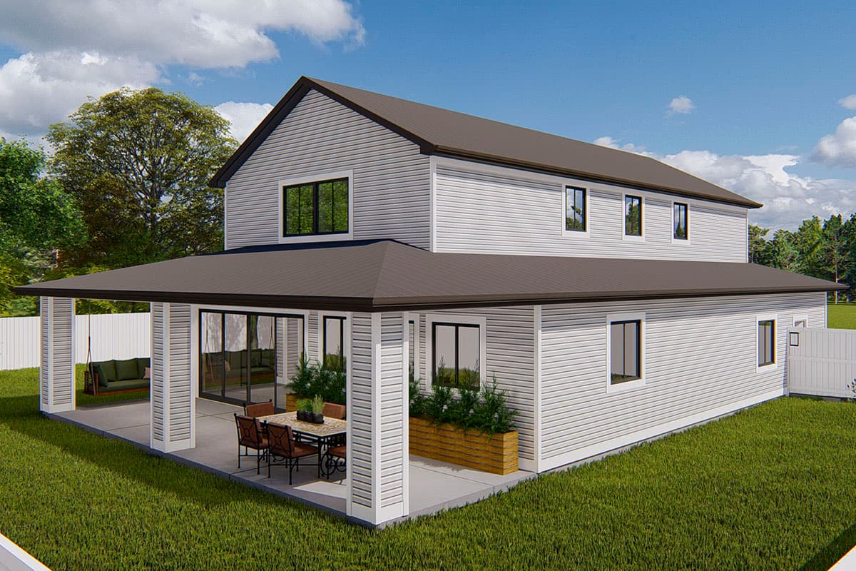 Plan 61421UT: 3-Bed Barndominium Plan with 3 Garage Bays - Image #4 - Barndominium, Country, Farmhouse, Rustic, Traditional