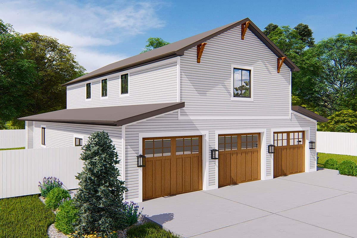 Plan 61421UT: 3-Bed Barndominium Plan with 3 Garage Bays - Image #5 - Barndominium, Country, Farmhouse, Rustic, Traditional