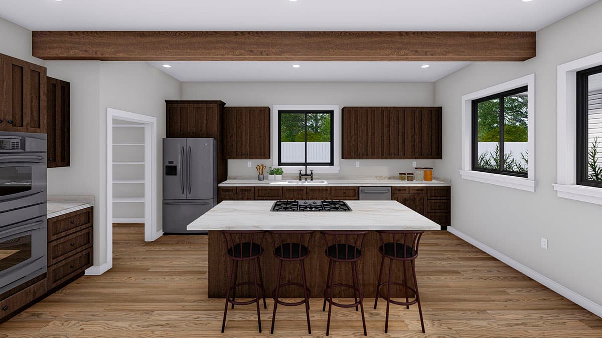 Plan 61421UT: 3-Bed Barndominium Plan with 3 Garage Bays - Image #10 - Barndominium, Country, Farmhouse, Rustic, Traditional