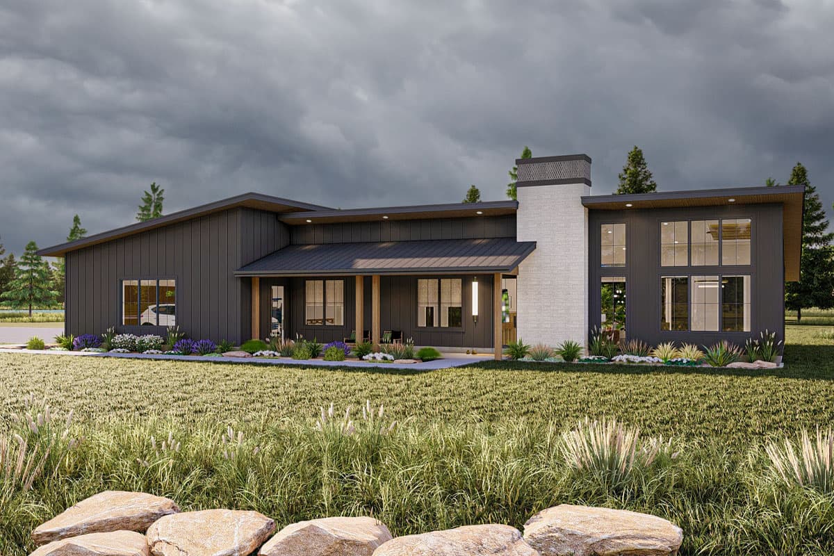 Plan 623187DJ: 1700 Square Foot Modern Barndominium-Style House Plan - Image #7 - Barndominium, Mid Century Modern, Modern, New American