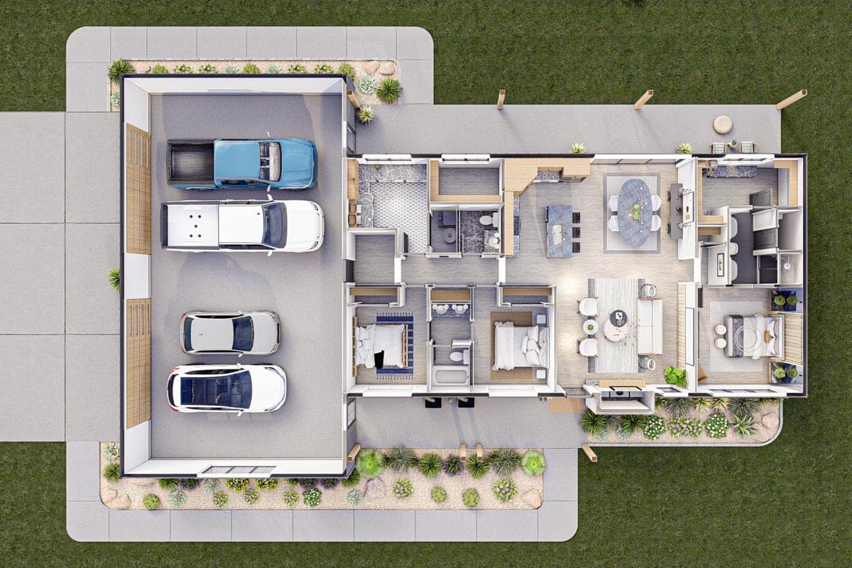 Plan 623187DJ: 1700 Square Foot Modern Barndominium-Style House Plan - Image #20 - Barndominium, Mid Century Modern, Modern, New American