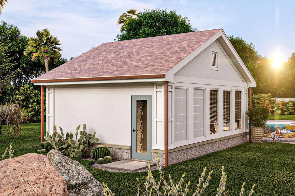 Plan 623189DJ: 349 Square Foot Pool House with Wet Bar - Image #4 - Cottage, Country