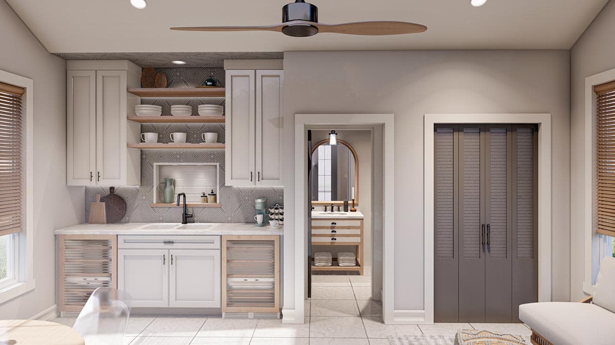 Plan 623189DJ: 349 Square Foot Pool House with Wet Bar - Image #6 - Cottage, Country