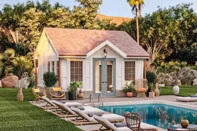 349 Square Foot Pool House with Wet Bar