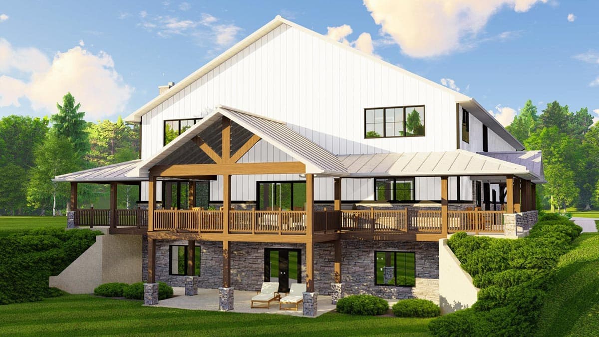 Plan 135218GRA: 3500 Square Foot Barndominium-Style House with Home Office and Oversized Side Entry Garage and Shop - Image #6 - Barndominium, Country, Farmhouse, Rustic