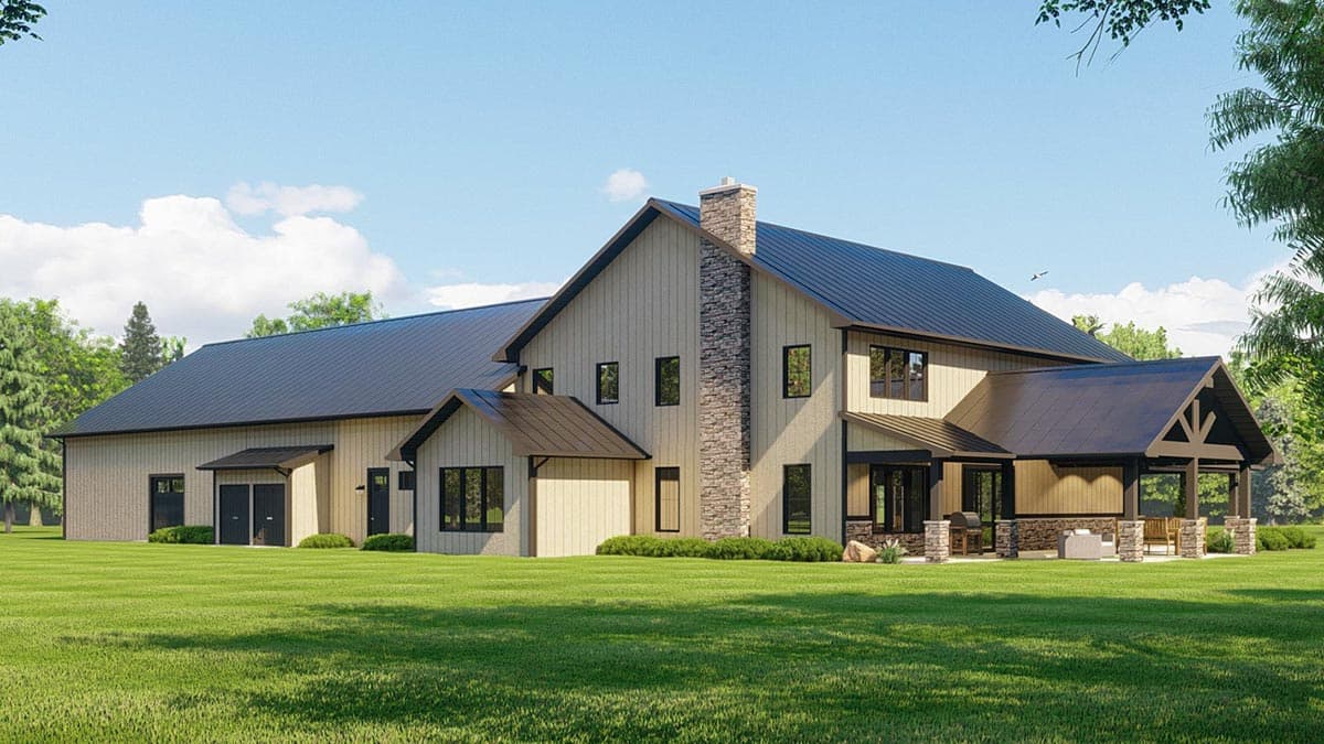 Plan 135219GRA: 3-Bed Barndominium-Style House Plan Under 4200 Square Feet with Oversized 4-Car Garage - Image #4 - Barndominium, Country, Rustic, Traditional