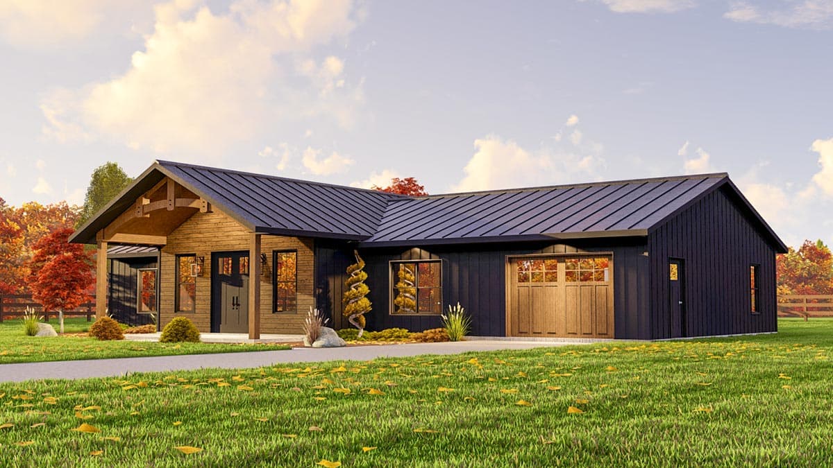 Plan 135221GRA: 2-Bed 1700 Square Foot Rustic One-Story House Plan with Vaulted Open Floor Plan - Image #5 - Country, Mountain, Ranch, Rustic, Traditional