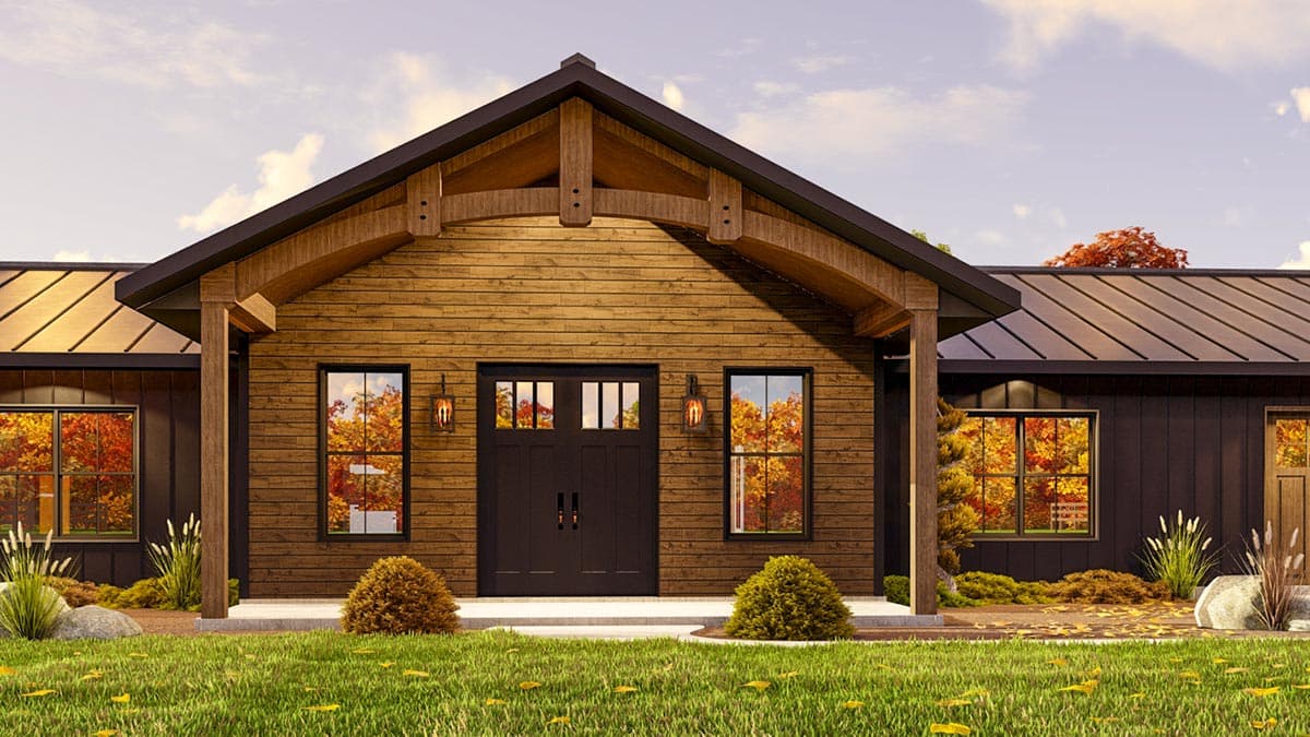 Plan 135221GRA: 2-Bed 1700 Square Foot Rustic One-Story House Plan with Vaulted Open Floor Plan - Image #6 - Country, Mountain, Ranch, Rustic, Traditional