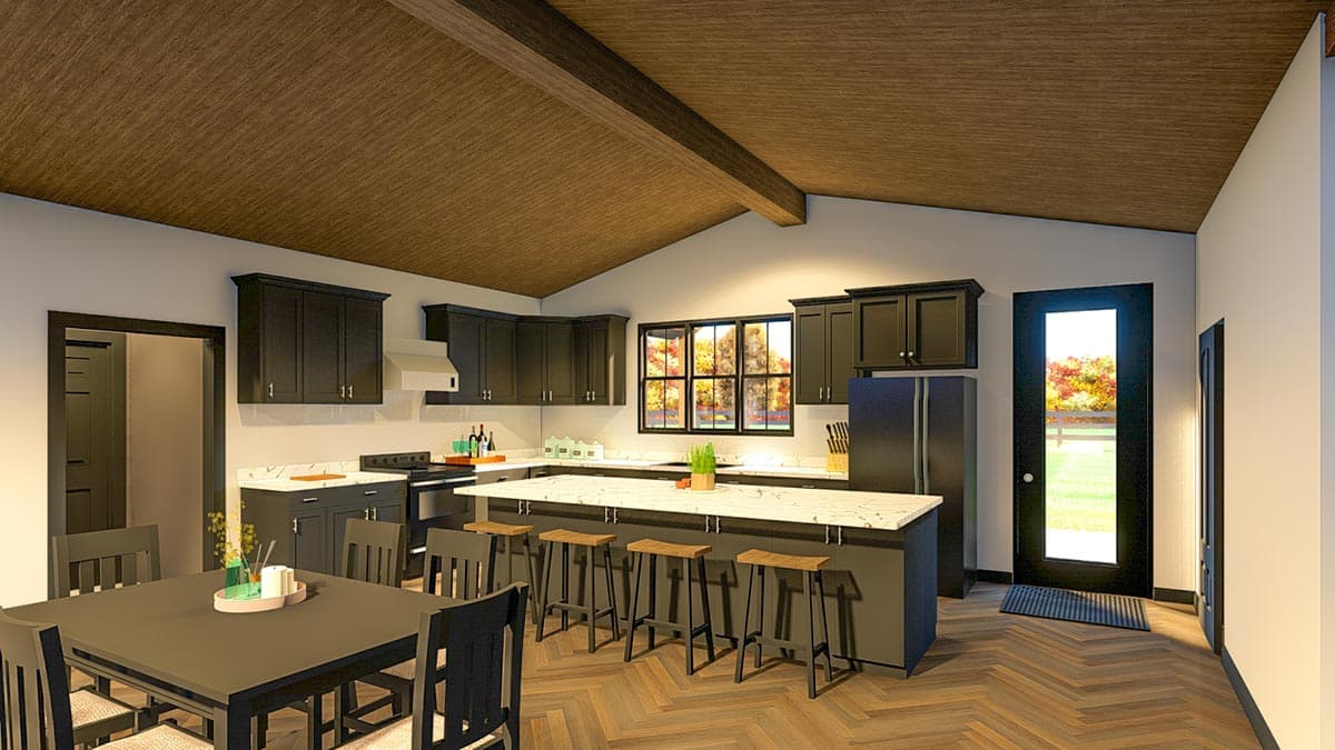 Plan 135221GRA: 2-Bed 1700 Square Foot Rustic One-Story House Plan with Vaulted Open Floor Plan - Image #8 - Country, Mountain, Ranch, Rustic, Traditional