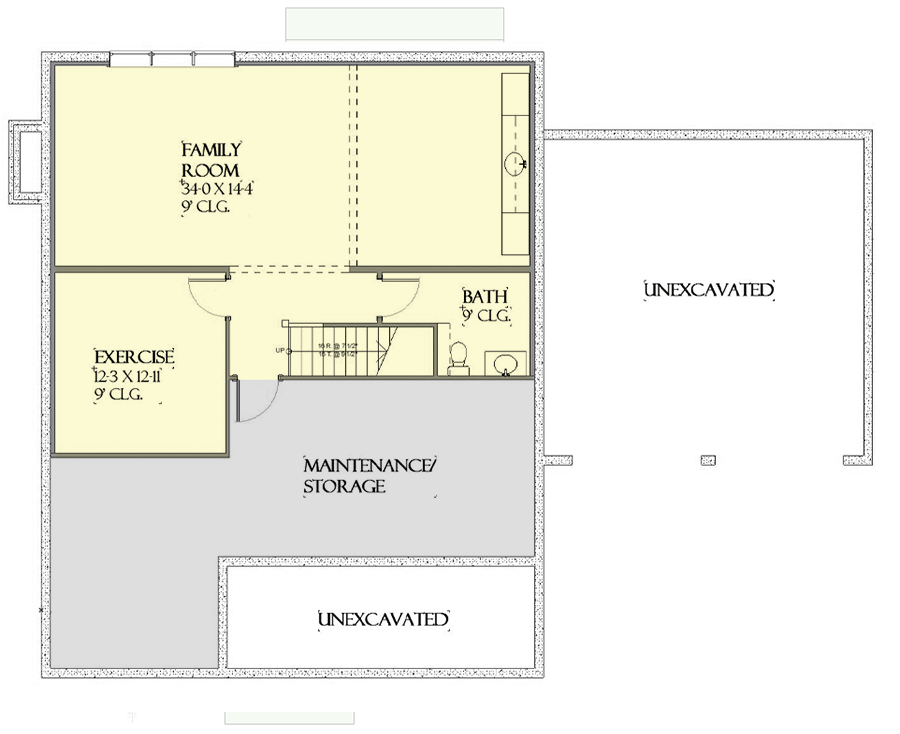 Plan 970101VC: Two-Story Classic Colonial House Plan with Home Office and Finished Lower Level  - Floor Plan - Lower Level - Colonial, Traditional