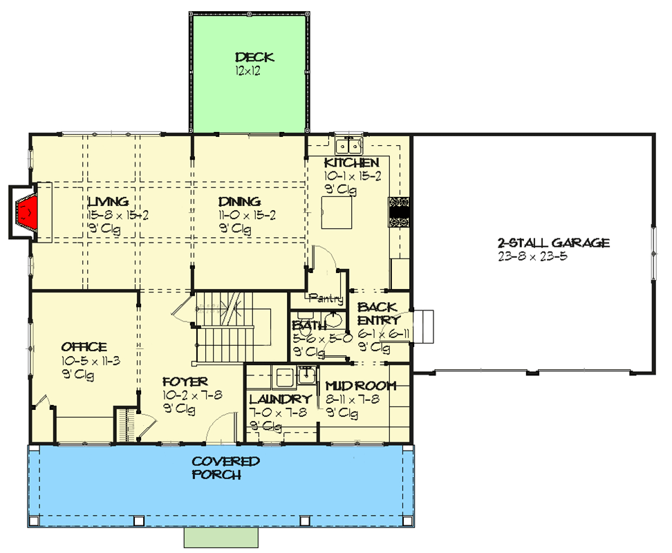 Plan 970113VC: Farmhouse Plan Under 2300 Square Feet with 3 Upstairs Bedrooms - Floor Plan - Main Level - Country, Farmhouse, Traditional
