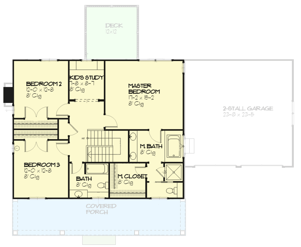 Plan 970113VC: Farmhouse Plan Under 2300 Square Feet with 3 Upstairs Bedrooms - Floor Plan - 2nd Floor - Country, Farmhouse, Traditional