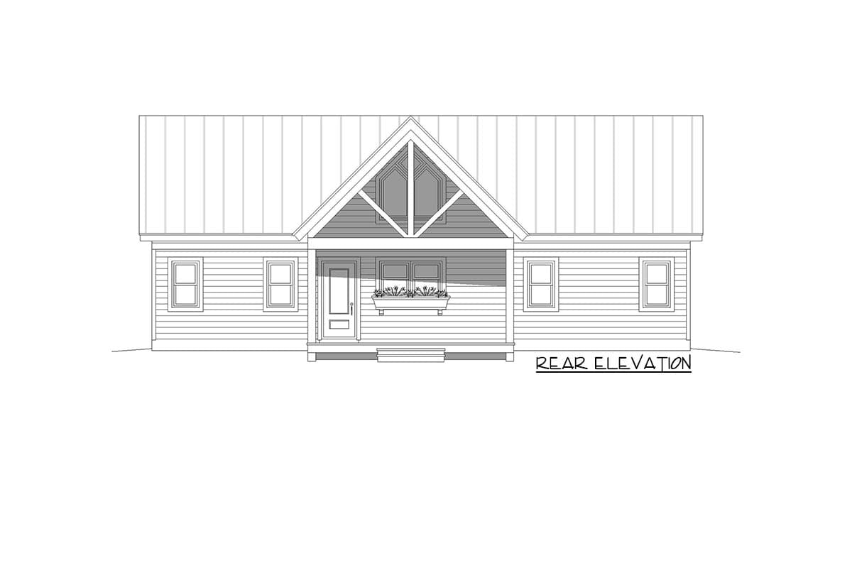 Plan 680074VR: Mountain House Plan with Vaulted Porch and Interior for Up-Sloping Lots - 1357 Sq Ft - Image #5 - Country, Craftsman, Mountain, Rustic, Vacation
