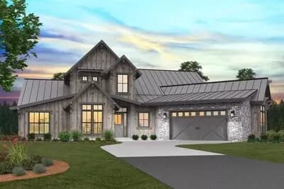 Rustic Modern Farmhouse in a One-Story Floor Plan with 2200 Square Feet of Living Space