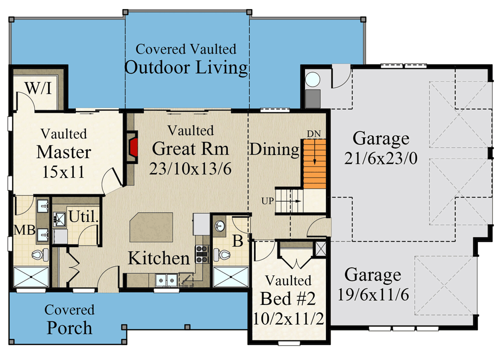 Plan 85394MS: 3-Bed Rustic Modern Farmhouse Plan Under 1900 Square Feet with 3-Car Garage - Floor Plan - Main Level - Farmhouse, Modern Farmhouse, New American, Rustic, Traditional