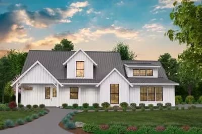 3-Bed Rustic Modern Farmhouse Plan Under 1900 Square Feet with 3-Car Garage