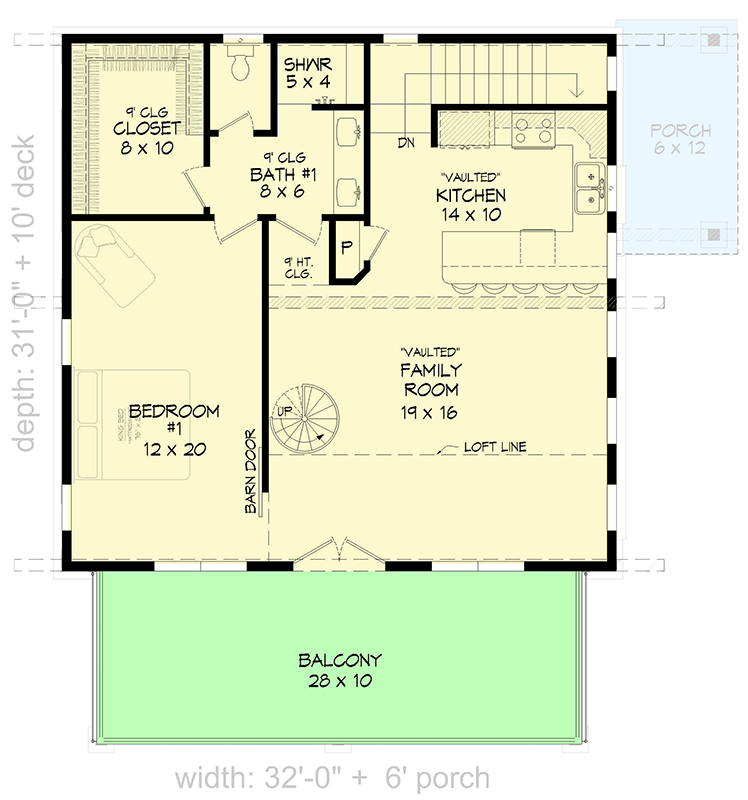 Plan 680077VR: Contemporary 3-Level Home Plan with Spiral Stair Access to Loft - Floor Plan - 2nd Floor - Contemporary, Modern, Mountain, Northwest, Rustic