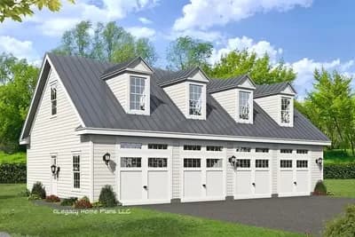4-Car 1200 Square Foot Detached Garage with Workshop and Large Upstairs Loft