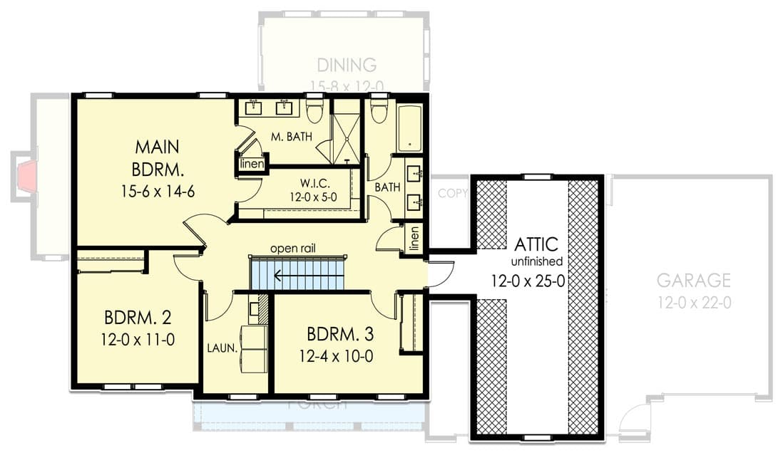 Plan 790134GLV: Exclusive New American Home Plan with Study and 3-Car Garage - Floor Plan - 2nd Floor - Country, Craftsman, Farmhouse, New American, Traditional