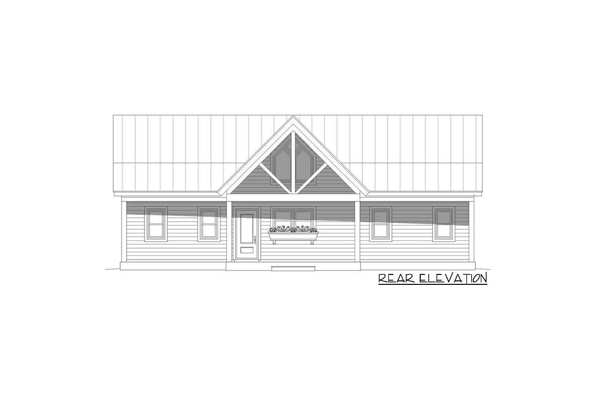 Plan 680080VR: Rustic One-Story 2-Bed Cabin House Plan Under 1500 Square Feet with Vaulted Interior - Image #14 - Cabin, Country, Craftsman, Mountain, Ranch, Rustic