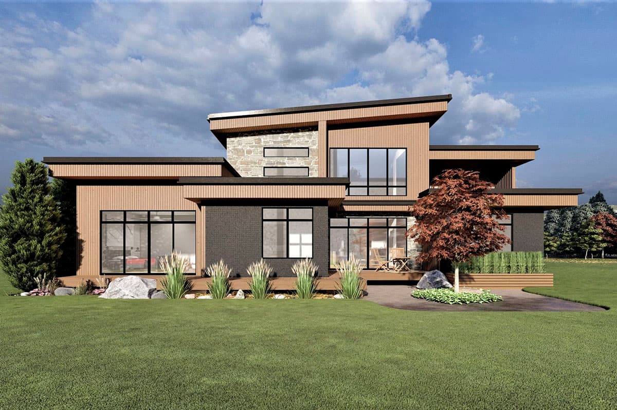 Plan 490101NAH: 2700 Square Foot Modern House Plan with Flex Room and Loft - Image #4 - Contemporary, Mid Century Modern, Modern, Northwest