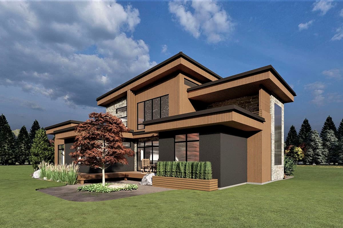 Plan 490101NAH: 2700 Square Foot Modern House Plan with Flex Room and Loft - Image #5 - Contemporary, Mid Century Modern, Modern, Northwest