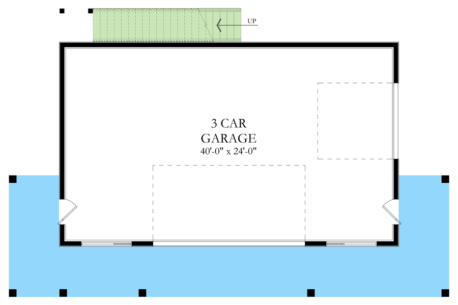 Plan 490102NAH: 3-Bay 960 Square Foot Modern Garage with Rooftop Deck - Floor Plan - Main Level - Contemporary, Modern