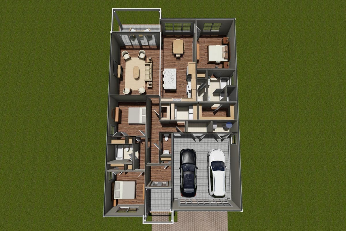 Plan 52315WM: 3-Bed Cottage Plan with Split-bed Layout - Image #9 - Bungalow, Cottage, Country, Traditional