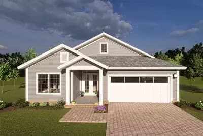 3-Bed Cottage Plan with Split-bed Layout