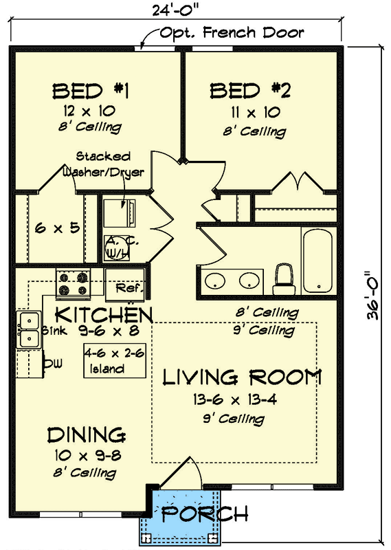 Plan 52313WM: Cozy Cottage Under 800 Square Feet - Floor Plan - Main Level - Cottage, Country, Traditional